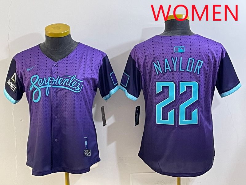 Women 2025 Arizona Diamondback 22 Naylor Purple Joint Name Nike MLB Jersey style 5